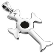 Black Onyx Trinity Knot Cross Silver Pendant, p463