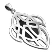 Large Celtic Knot Black Onyx Silver Pendant, p466