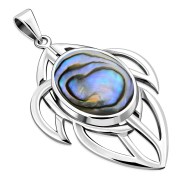 Large Celtic Knot Abalone Shell Silver Pendant, p466