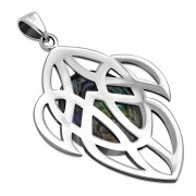Large Celtic Knot Abalone Shell Silver Pendant, p466