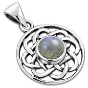 Labradorite Celtic Round Silver Pendant, p467