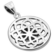 Black Onyx Celtic Round Silver Pendant, p467
