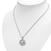 Rainbow Moon Stone Celtic Round Silver Pendant, p467