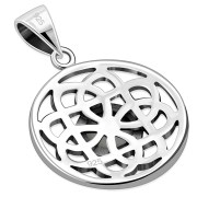Rainbow Moon Stone Celtic Round Silver Pendant, p467
