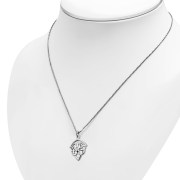 Large Celtic Silver Pendant set w/ Clear CZ (P468CZ)