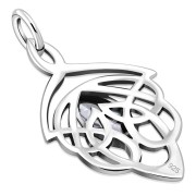 Large Celtic Silver Pendant set w/ Clear CZ (P468CZ)