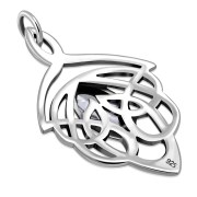 Large Celtic Silver Pendant set w/ Clear CZ (P468CZ)