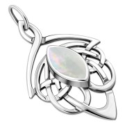 Large Celtic Silver Pendant w/ Mother of Pearl (P468MOP)