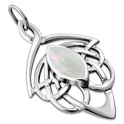 Large Celtic Silver Pendant w/ Mother of Pearl (P468MOP)
