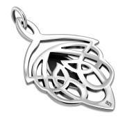 Large Celtic Silver Pendant w/ Black Onyx (P468OXI)