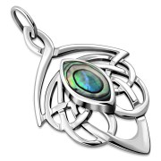 Large Celtic Silver Pendant w/ Abalone Shell (P468PAVA)