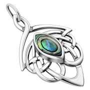 Large Celtic Silver Pendant w/ Abalone Shell (P468PAVA)