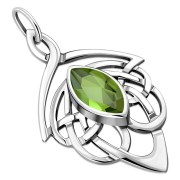 Large Celtic Silver Pendant set w/ Peridot CZ (P468CZ/PRD)