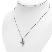 Large Celtic Silver Pendant set w/ Peridot CZ (P468CZ/PRD)