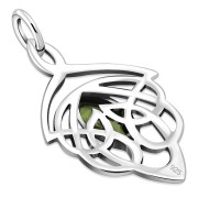 Large Celtic Silver Pendant set w/ Peridot CZ (P468CZ/PRD)