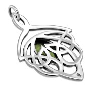 Large Celtic Silver Pendant set w/ Peridot CZ (P468CZ/PRD)