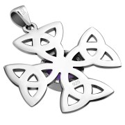 Amethyst Celtic Trinity Cross Silver Pendant
