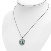 Round Celtic Knot Silver Pendant set w Oval Abalone, p470