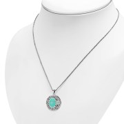 Round Celtic Knot Silver Pendant w/ Turquoise, p470