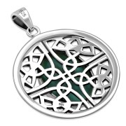 Round Celtic Knot Silver Pendant w/ Turquoise, p470