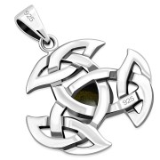 Celtic Silver Trinity Knot Pendant, set w Labradorite