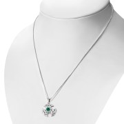 Silver Trinity Knot Pendant, set w/ Green Agate