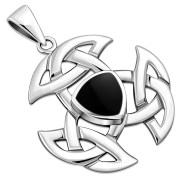 Black Onyx Celtic Knot Silver Pendant, p472