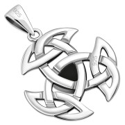 Black Onyx Celtic Knot Silver Pendant, p472