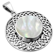 Large Mother of Pearl Celtic Silver Pendant, p476