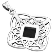 Black Onyx Celtic Sterling Silver Pendant, p477