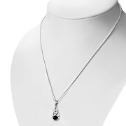 Black Onyx Celtic Trinity Knot Silver Pendant, p479