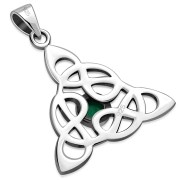 Celtic Silver Pendant set w/ Green Agate, p480