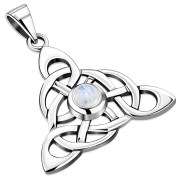 Celtic Silver Pendant set w/ Rainbow Moonstone P480RMS