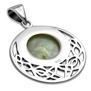 Round Celtic Knot Mother of Pearl Silver Pendant (P483MOP)