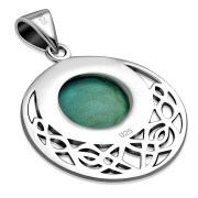 Round Celtic Knot Turquoise Silver Pendant 