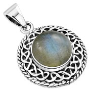 Round Labradorite Celtic Knot Silver Pendant, p485