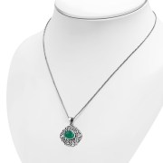 Green Agate Trinity Knots Silver Pendant, p487