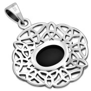 Black Onyx Trinity Knots Silver Pendant, p487