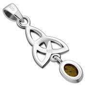 Amber Celtic Trinity Knot Silver Pendant, p488