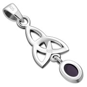 Amethyst Celtic Trinity Knot Silver Pendant, p488