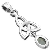Rainbow Moonstone Celtic Trinity Knot Silver Pendant, p488