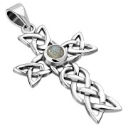 Labradorite Celtic Knot Cross Silver Pendant, p489