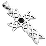 Labradorite Celtic Knot Cross Silver Pendant, p489
