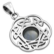 Labradorite Round Celtic Knot Silver Pendant - p490