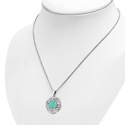 Turquoise Round Celtic Knot Silver Pendant, p636