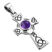 Amethyst Celtic Cross Silver Pendant, p492