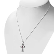 Garnet Celtic Cross Silver Pendant, p492