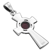 Garnet Celtic Cross Silver Pendant, p492