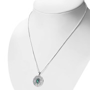 Large Round Celtic Silver Pendant w/ Abalone Shell, p495