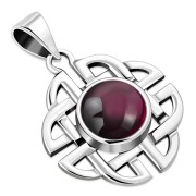 Trinity Knots Garnet Silver Pendant, p497